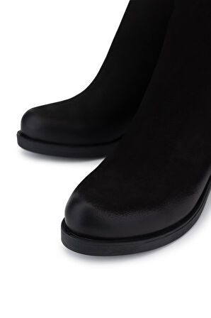 Tamer Tanca Kadın Hakiki Deri Siyah Nubuk Topuklu Bot 599 48 BN BOT SK25-26 SIYAH NUBUK