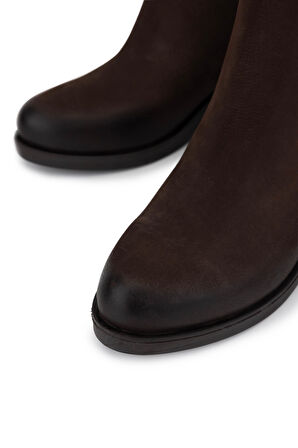 Tamer Tanca Kadın Hakiki Deri Kahverengi Topuklu Bot 599 48 BN BOT SK25-26 KAHVE NUBUK