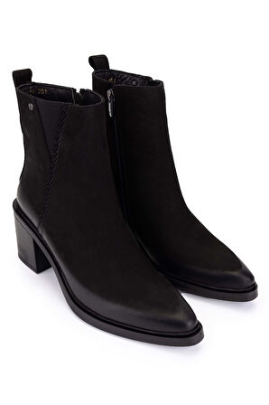 Tamer Tanca Kadın Hakiki Deri Siyah Nubuk Topuklu Bot 599 30022-1 BN BOT SK25-26 SIYAH NUBUK