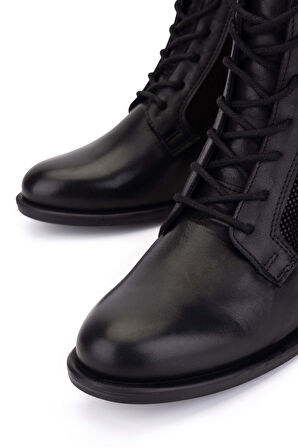 Tamer Tanca Kadın Hakiki Deri Siyah Topuklu Bot 599 1092-1 BN BOT SK25-26 SIYAH