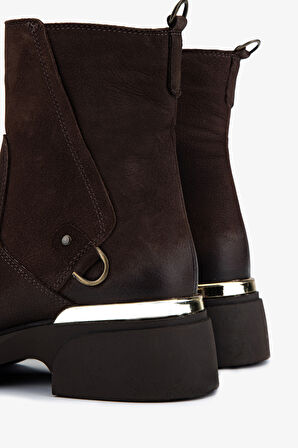 Valmenti Kadın Hakiki Deri Kahverengi Düz Bot 599 30048 BN BOT SK25-26 KAHVE NUBUK