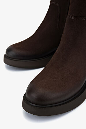 Valmenti Kadın Hakiki Deri Kahverengi Düz Bot 599 30048 BN BOT SK25-26 KAHVE NUBUK