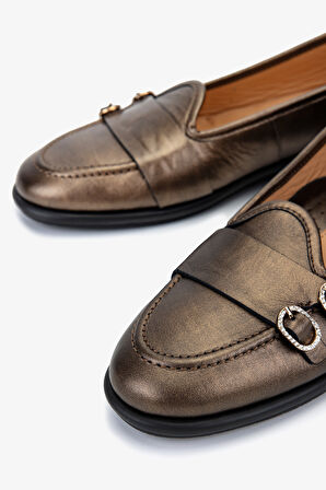 Valmenti Kadın Kahverengi Hakiki Deri Loafer Ayakkabı 611 E1712-06 BN AYK SK25-26 MARRONE PEARL