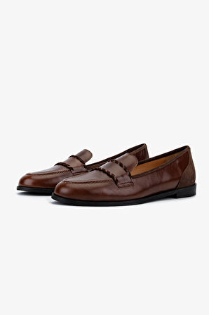 Valmenti Kadın Kiremit Hakiki Deri Loafer Ayakkabı 611 H10046-B12 BN AYK SK25-26 BRICK/MARRONE