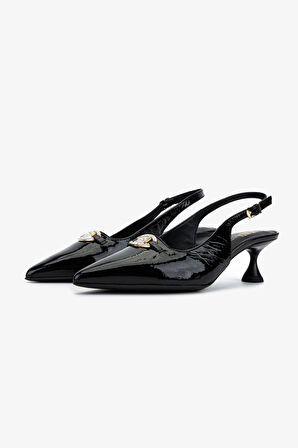 Valmenti Kadın Hakiki Deri Siyah Rugan Comfort Ayakkabı 611 H51005 BN AYK SK25-26 BLACK VERNICE