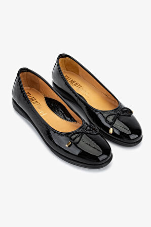 Valmenti Kadın Hakiki Deri Siyah Rugan Casual Ayakkabı 611 E1642-33 BN AYK SK25-26 BLACK VERNICE