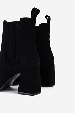 Valmenti Kadın Hakiki Deri Siyah Süet Topuklu Bot 1135 1002 BN BOT SK25-26 SIYAH SUET