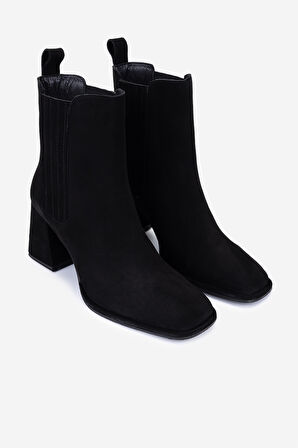 Valmenti Kadın Hakiki Deri Siyah Süet Topuklu Bot 1135 1002 BN BOT SK25-26 SIYAH SUET