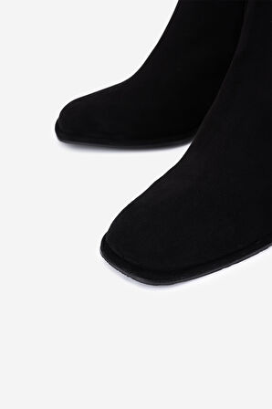 Valmenti Kadın Hakiki Deri Siyah Süet Topuklu Bot 1135 1002 BN BOT SK25-26 SIYAH SUET