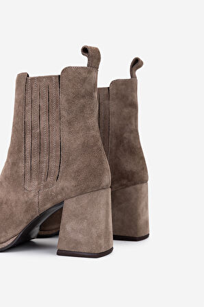 Valmenti Kadın Hakiki Deri Vizon Süet Topuklu Bot 1135 1002 BN BOT SK25-26 VIZON SUET