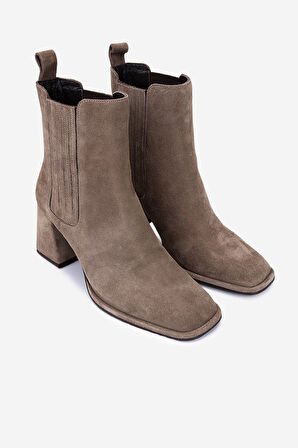 Valmenti Kadın Hakiki Deri Vizon Süet Topuklu Bot 1135 1002 BN BOT SK25-26 VIZON SUET