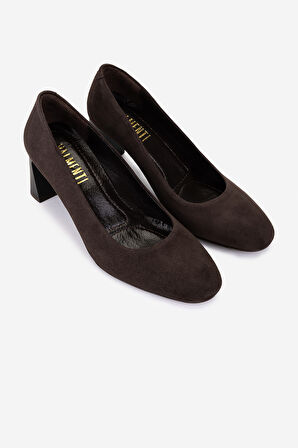 Valmenti Kadın Hakiki Deri Kahverengi Süet Topuklu Ayakkabı 1135 1307 BN AYK SK25-26 KAHVE SUET