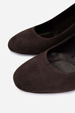 Valmenti Kadın Hakiki Deri Kahverengi Süet Topuklu Ayakkabı 1135 1307 BN AYK SK25-26 KAHVE SUET