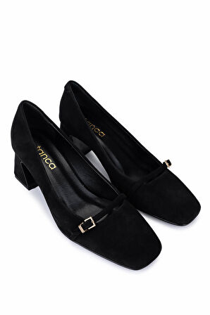 Tamer Tanca Kadın Hakiki Deri Siyah Süet Klasik Ayakkabı 1135 1301 BN AYK SK25-26 SIYAH SUET