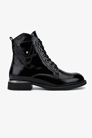 Valmenti Kadın Hakiki Deri Siyah Rugan Düz Bot 849 202513 BN BOT SK25-26 SIYAH RUGAN