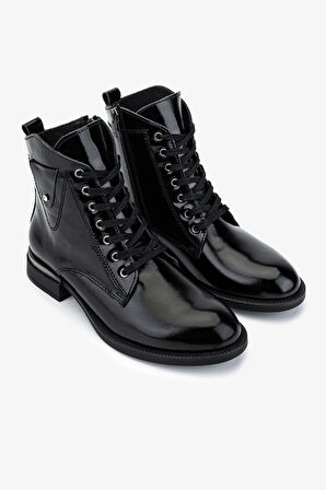 Valmenti Kadın Hakiki Deri Siyah Rugan Düz Bot 849 202513 BN BOT SK25-26 SIYAH RUGAN