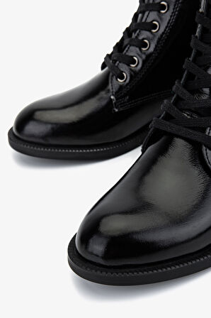 Valmenti Kadın Hakiki Deri Siyah Rugan Düz Bot 849 202513 BN BOT SK25-26 SIYAH RUGAN