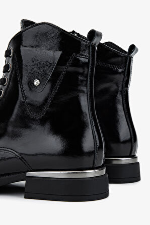 Valmenti Kadın Hakiki Deri Siyah Rugan Düz Bot 849 202513 BN BOT SK25-26 SIYAH RUGAN