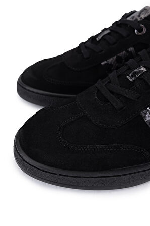Tamer Tanca Kadın Hakiki Deri Siyah Sneakers & Spor Ayakkabı 849 210702 BN AYK SK25-26 SYH SUET/ANTRST YLN