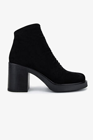 Valmenti Kadın Hakiki Deri Siyah Nubuk Topuklu Bot 231 3452-1 BN BOT SK25-26 SIYAH NBK