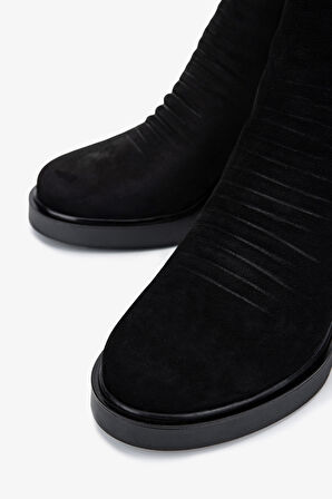 Valmenti Kadın Hakiki Deri Siyah Nubuk Topuklu Bot 231 3452-1 BN BOT SK25-26 SIYAH NBK