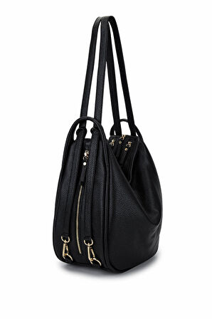 Bruno Rossi Bag Kadın Hakiki Deri Siyah Sırt & Omuz Çantası 1048 MLX14G BN CNT SK25-26 NERO