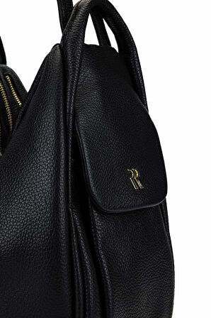 Bruno Rossi Bag Kadın Hakiki Deri Siyah Sırt & Omuz Çantası 1048 MLX14G BN CNT SK25-26 NERO