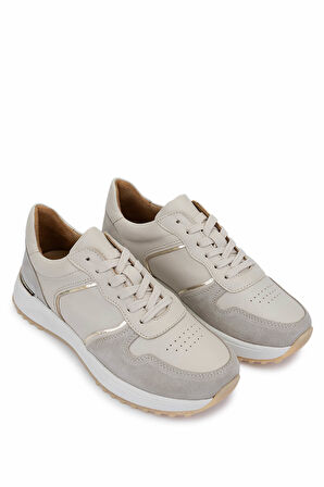 Tamer Tanca Kadın Hakiki Deri Bej Süet Sneakers & Spor Ayakkabı 258 3482 BN AYK SK25-26 BEJ SUET/DR/GOLD