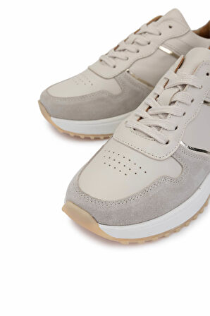 Tamer Tanca Kadın Hakiki Deri Bej Süet Sneakers & Spor Ayakkabı 258 3482 BN AYK SK25-26 BEJ SUET/DR/GOLD
