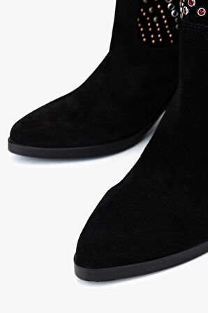 Valmenti Kadın Hakiki Deri Siyah Süet Western Bot 35 6038 BN BOT SK25-26 SIYAH SUET