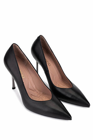 Tamer Tanca Kadın Hakiki Deri Siyah Deri Topuklu Ayakkabı 1129 411 BN AYK SK25-26 SIYAH DR