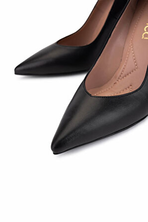 Tamer Tanca Kadın Hakiki Deri Siyah Deri Topuklu Ayakkabı 1129 411 BN AYK SK25-26 SIYAH DR