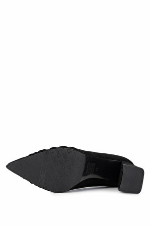 Tamer Tanca Kadın Hakiki Deri Siyah Süet Topuklu Ayakkabı 1129 401 BN AYK SK25-26 SIYAH SUET