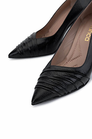 Tamer Tanca Kadın Hakiki Deri Siyah Topuklu Ayakkabı 1129 401 BN AYK SK25-26 SIYAH BNCK