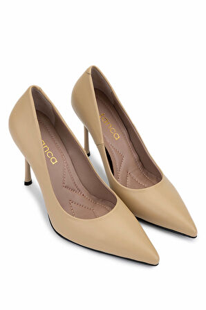 Tamer Tanca Kadın Hakiki Deri Bej Topuklu Ayakkabı 1129 109 BN AYK SK25-26 NUDE DR