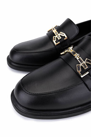 Tamer Tanca Kadın Hakiki Deri Siyah Deri Loafer Ayakkabı 1061 5117 BN AYK SK25-26 SIYAH DR