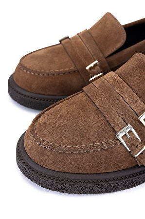 Tamer Tanca Kadın Hakiki Deri Vizon Loafer Ayakkabı 1061 5135 BN AYK SK25-26 SUGERO SUET