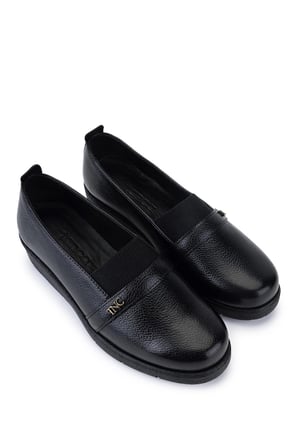 Tamer Tanca Kadın Hakiki Deri Siyah Floter Casual Ayakkabı 1095 SZ504 BN AYK SK25-26 SIYAH FLTR