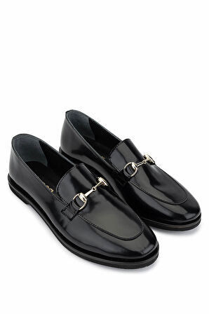 Tamer Tanca Kadın Hakiki Deri Siyah Açma Loafer Ayakkabı 899 12628 BN AYK SK25-26 SIYAH ACMA