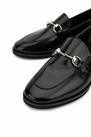 Tamer Tanca Kadın Hakiki Deri Siyah Açma Loafer Ayakkabı 899 12628 BN AYK SK25-26 SIYAH ACMA