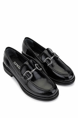 Tamer Tanca Kadın Hakiki Deri Siyah Rugan Loafer Ayakkabı 899 26101 BN AYK SK25-26 SIYAH RGN