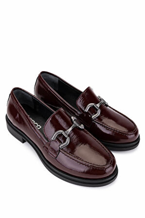 Tamer Tanca Kadın Hakiki Deri Bordo Loafer Ayakkabı 899 26101 BN AYK SK25-26 K.BORDO RGN
