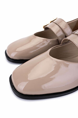 Tamer Tanca Kadın Hakiki Deri Vizon Rugan Babet Ayakkabı 899 12625 BN AYK SK25-26 VIZON KRSK RGN