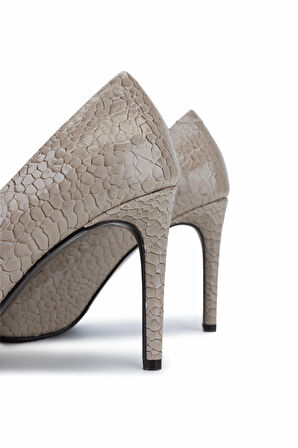 Tamer Tanca Kadın Suni Deri Nude Topuklu Ayakkabı 1160 26598 BN AYK SK25-26 NUDE KROKO