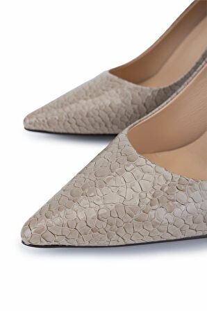 Tamer Tanca Kadın Suni Deri Nude Topuklu Ayakkabı 1160 26598 BN AYK SK25-26 NUDE KROKO