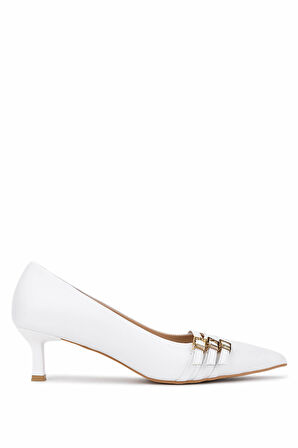 Tamer Tanca Kadın Hakiki Deri Kırık Beyaz Topuklu Ayakkabı 1160 26553 BN AYK SK25-26 OFF WHITE DR