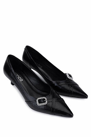 Tamer Tanca Kadın Suni Deri Siyah Topuklu Ayakkabı 1160 26554 BN AYK SK25-26 SIYAH