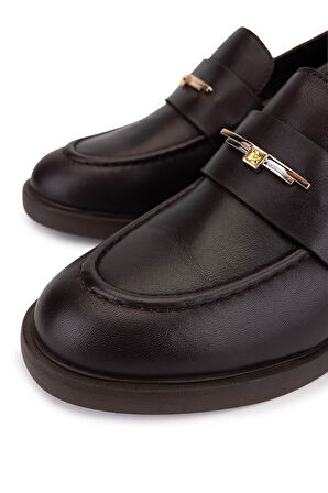 Tamer Tanca Kadın Hakiki Deri Kahverengi Loafer Ayakkabı 294 11412 BN AYK SK25-26 KAHVE