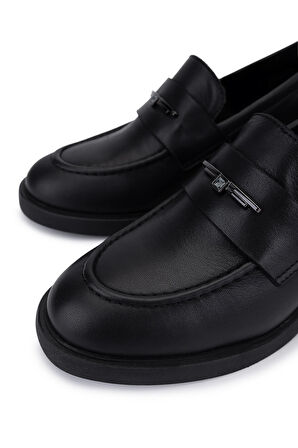 Tamer Tanca Kadın Hakiki Deri Siyah Loafer Ayakkabı 294 11412 BN AYK SK25-26 SIYAH
