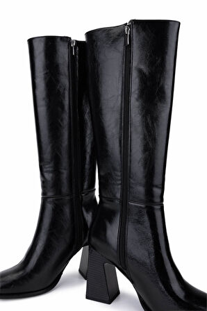 Tamer Tanca Kadın Suni Deri Siyah Deri Topuklu Çizme 891 1500 BN CZM SK25-26 SIYAH DR